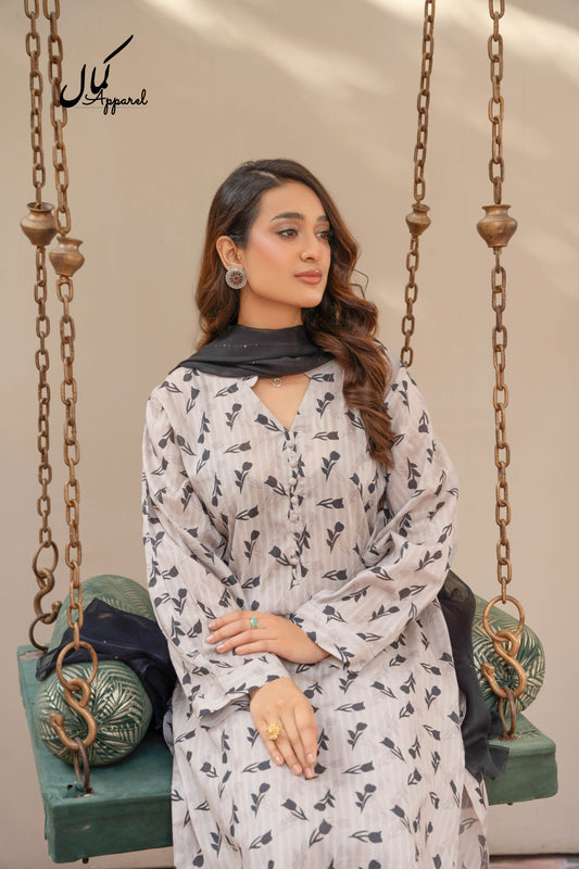Leaf Whisper | Elegant Lawn 3PC Suit